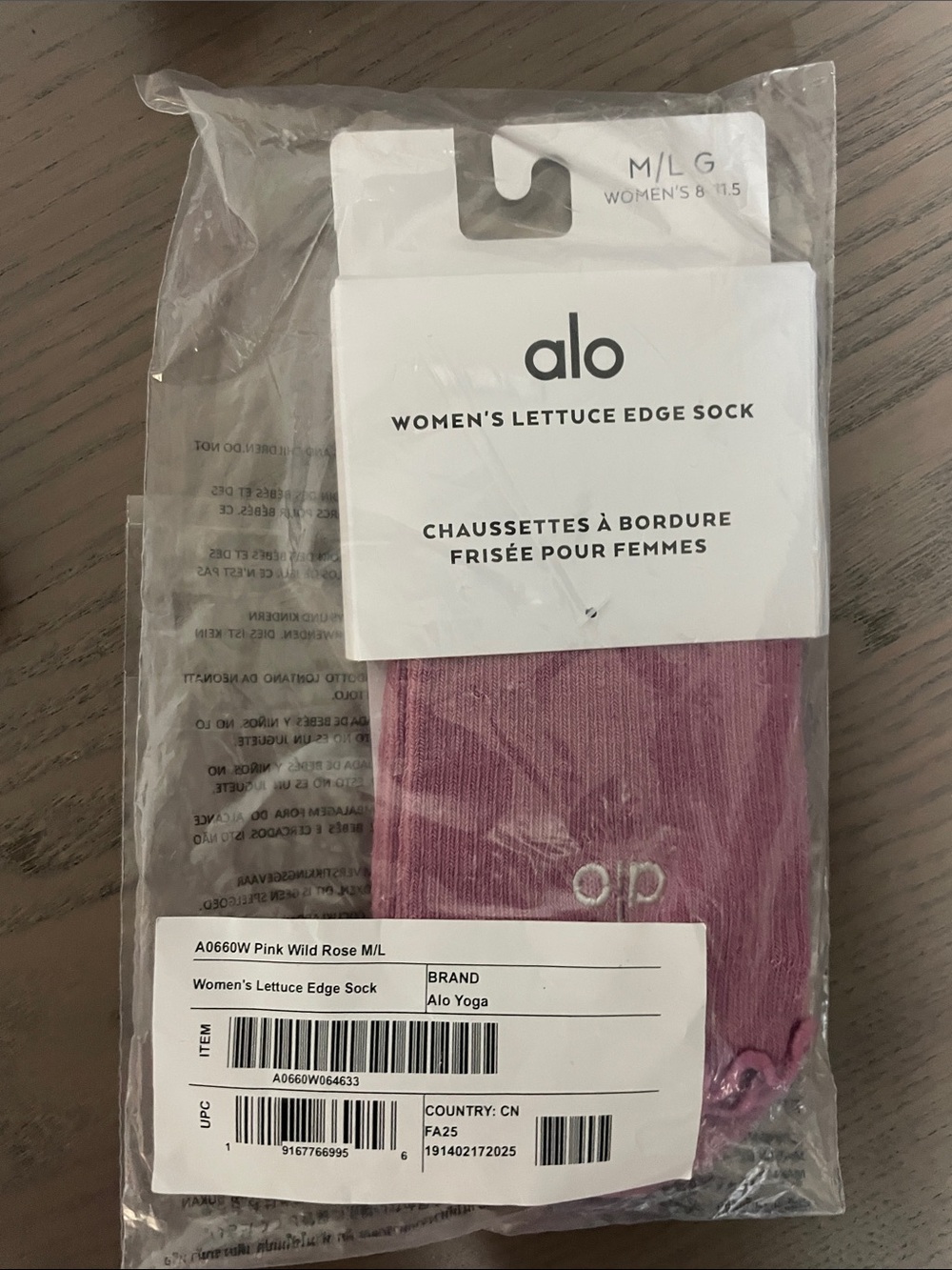 ALO Yoga Women's Lettuce Edge Sock - Pink Wild Rose